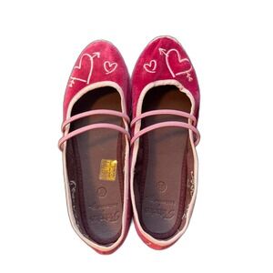 Flabelus Intimately FP Velvet Magenta Flats Sz 7.5 Valentines Romantic feminine